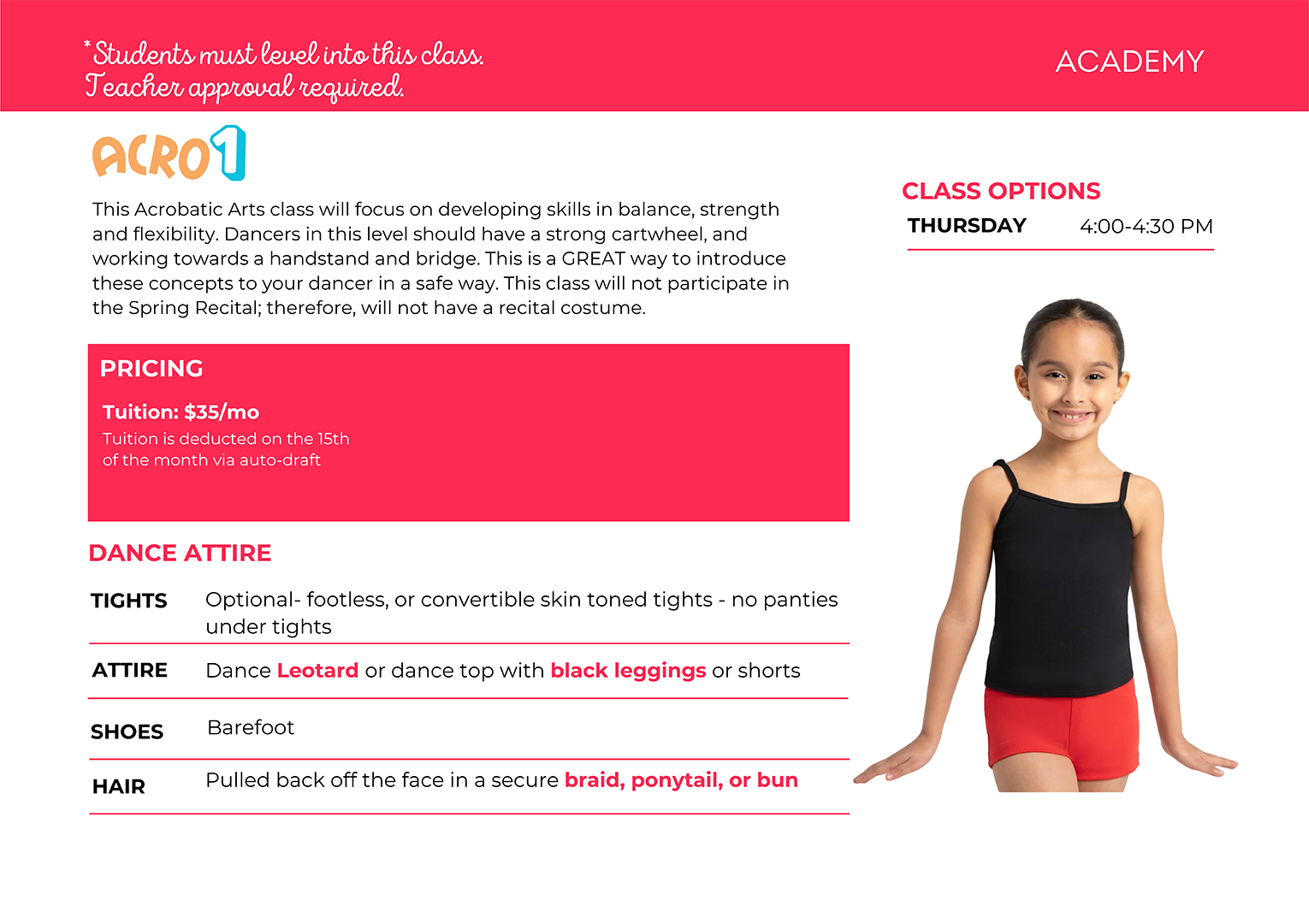Acro 1 Dance Class