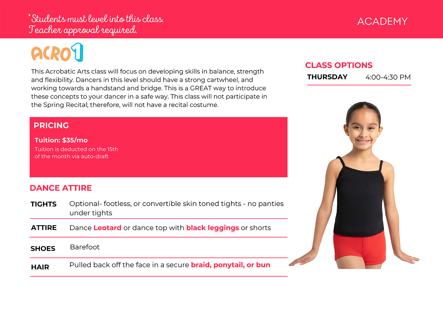 Acro 1 Dance Class